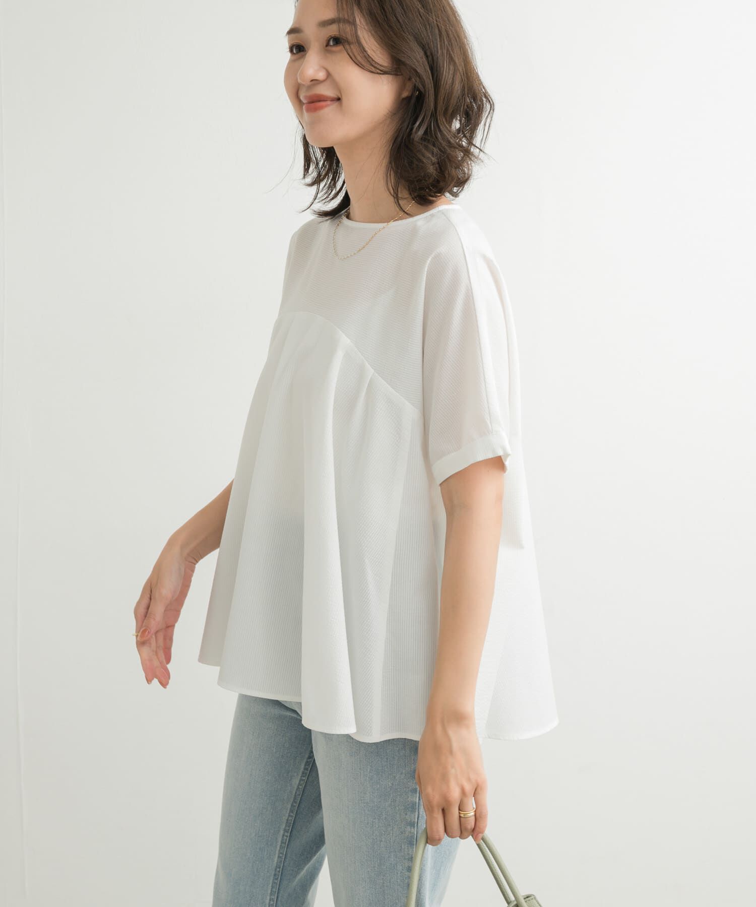 URBAN RESEARCH DOORS「フレア切替えブラウス」|Tシャツ・カットソー|