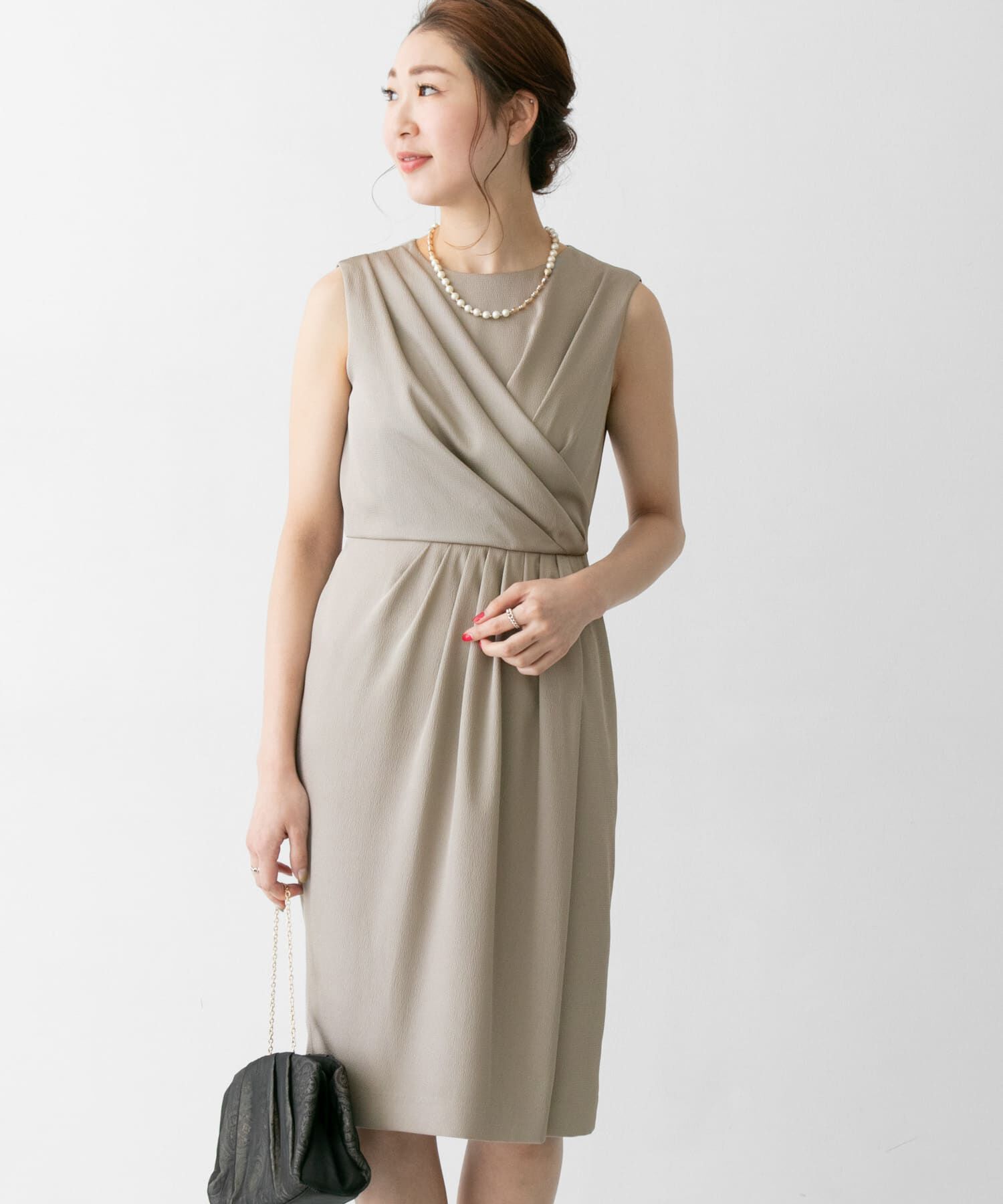 URBAN RESEARCH ROSSO「タックドレープドレス」|ワンピース|ブロンズ