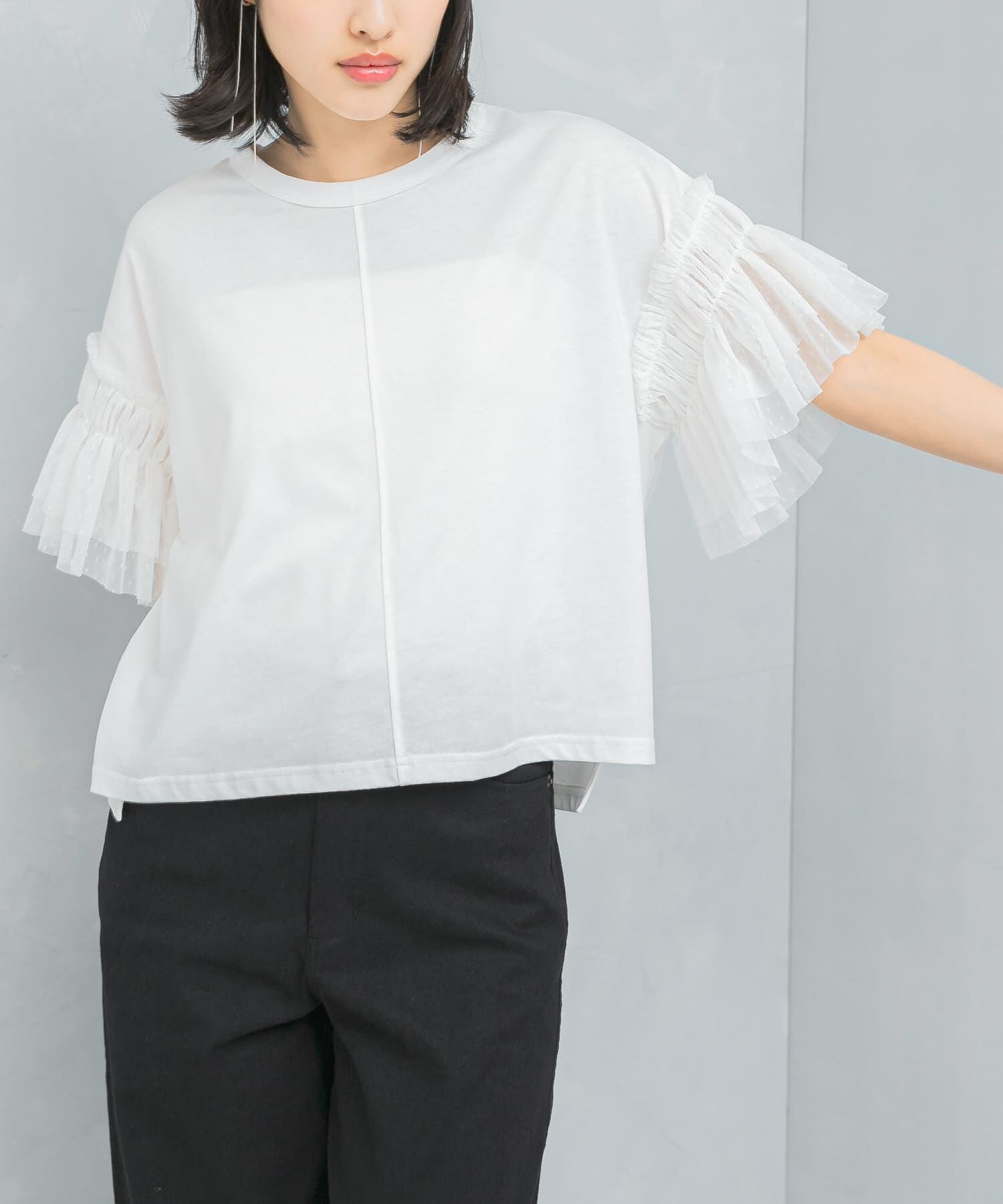 URBAN RESEARCH ROSSO「TORRAZZO DONNA　Mesh sleeve T-shirts」|Tシャツ・カットソー|ホワイト
