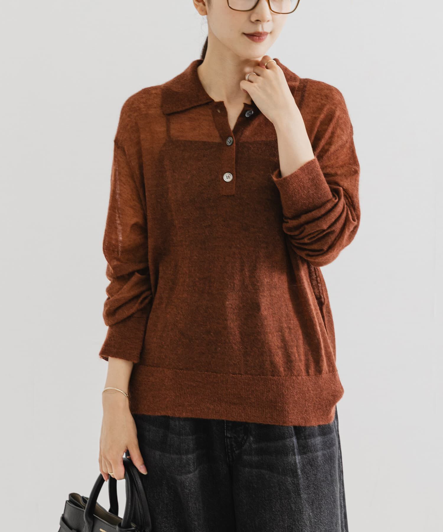 URBAN RESEARCH「ヘアリーポロ衿付きニット」|ニット・セーター|