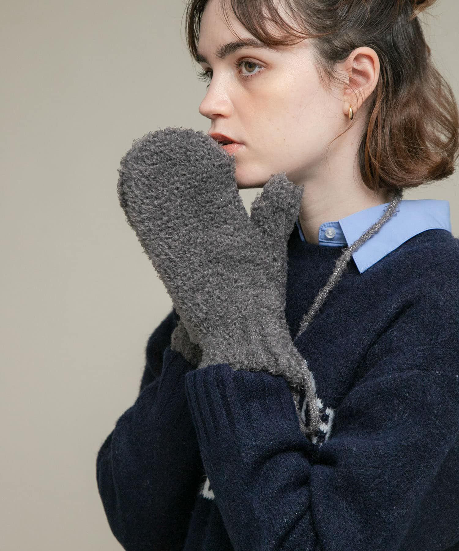 Sonny Label 「ラメブークレーニットミトン」|手袋|グレー