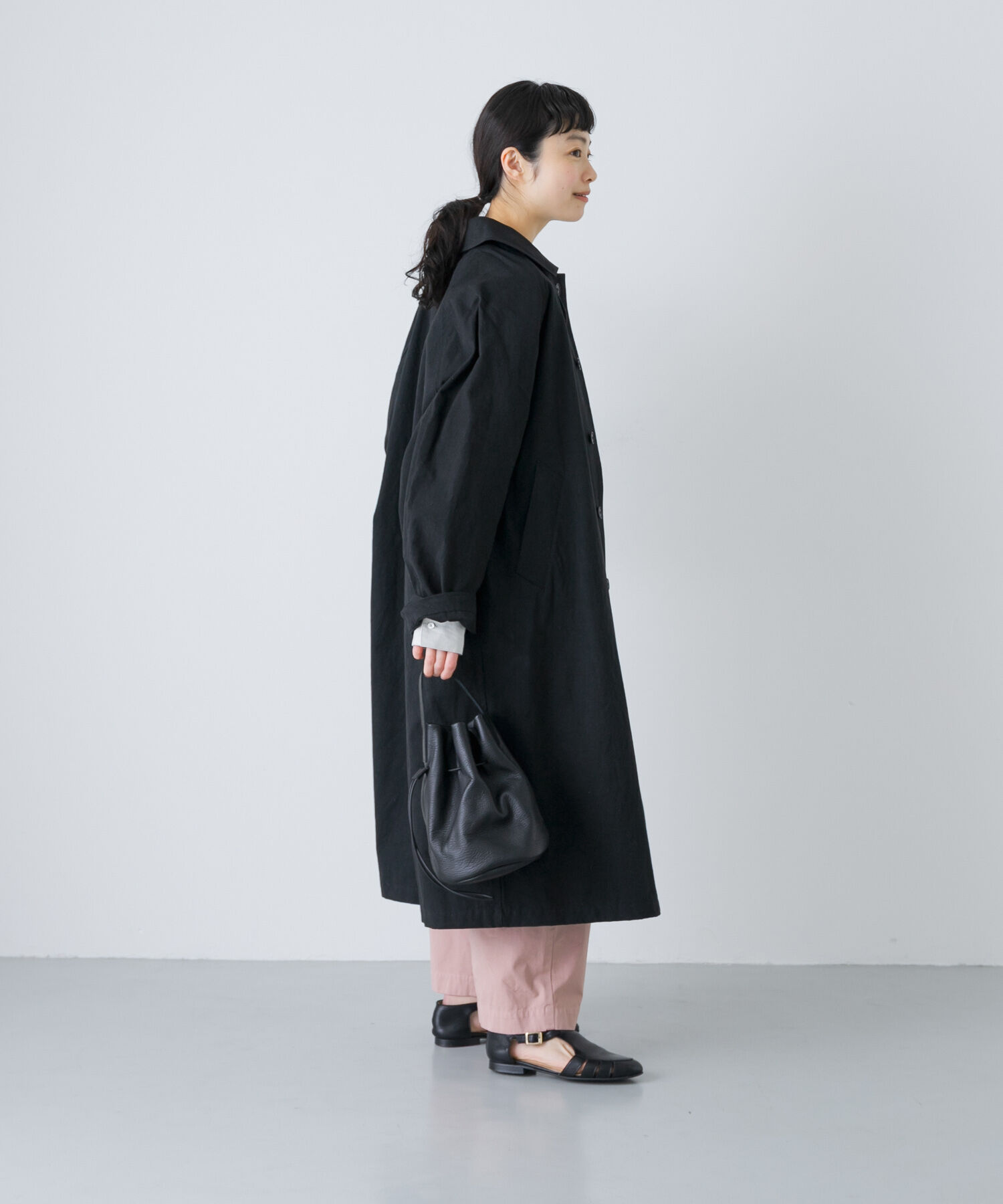 かぐれ「コットンバルコート」|ステンカラーコート|ブラック