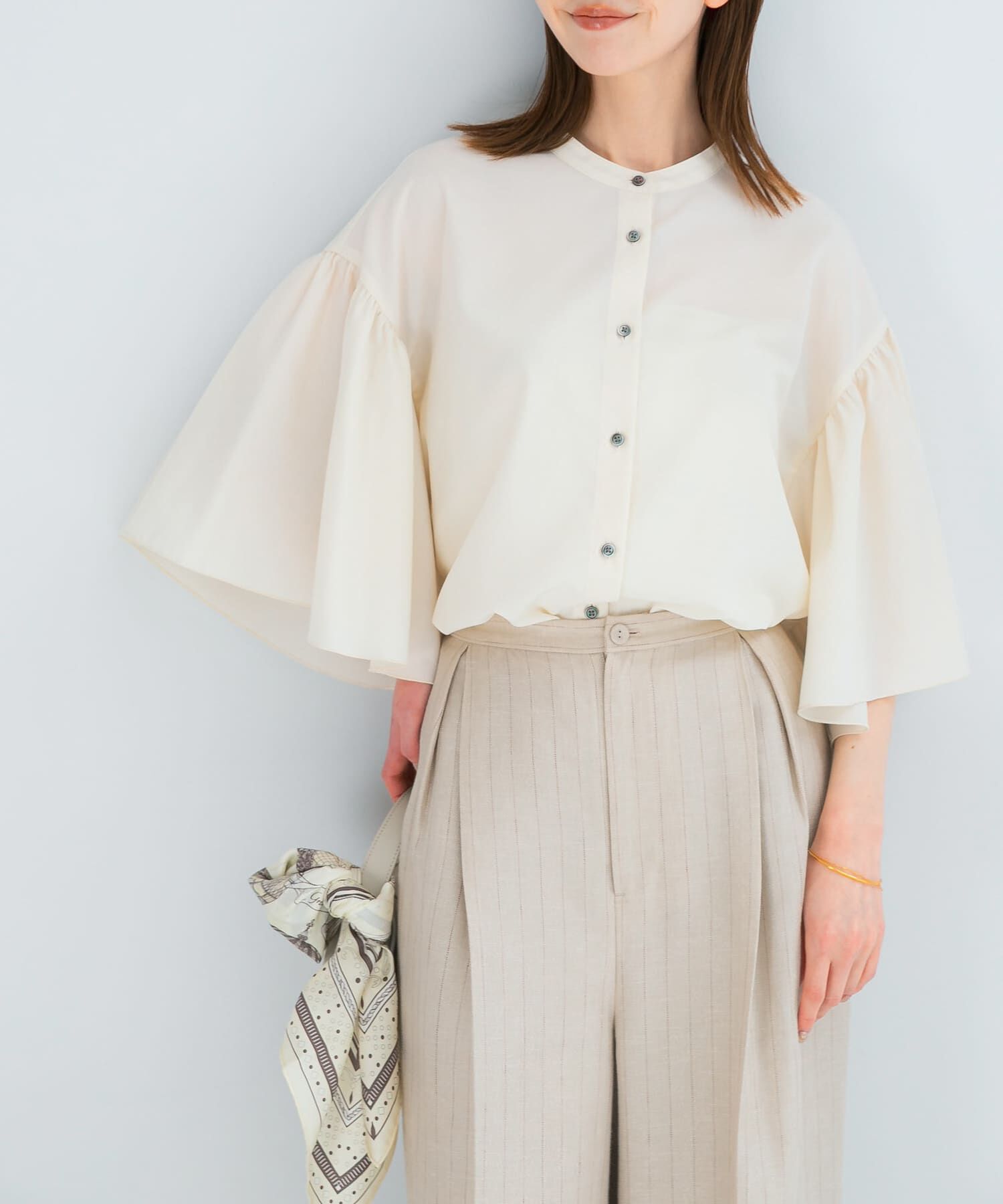 URBAN RESEARCH ROSSO「UVカットウォッシャブルリネン混ブラウス」|シャツ・ブラウス|