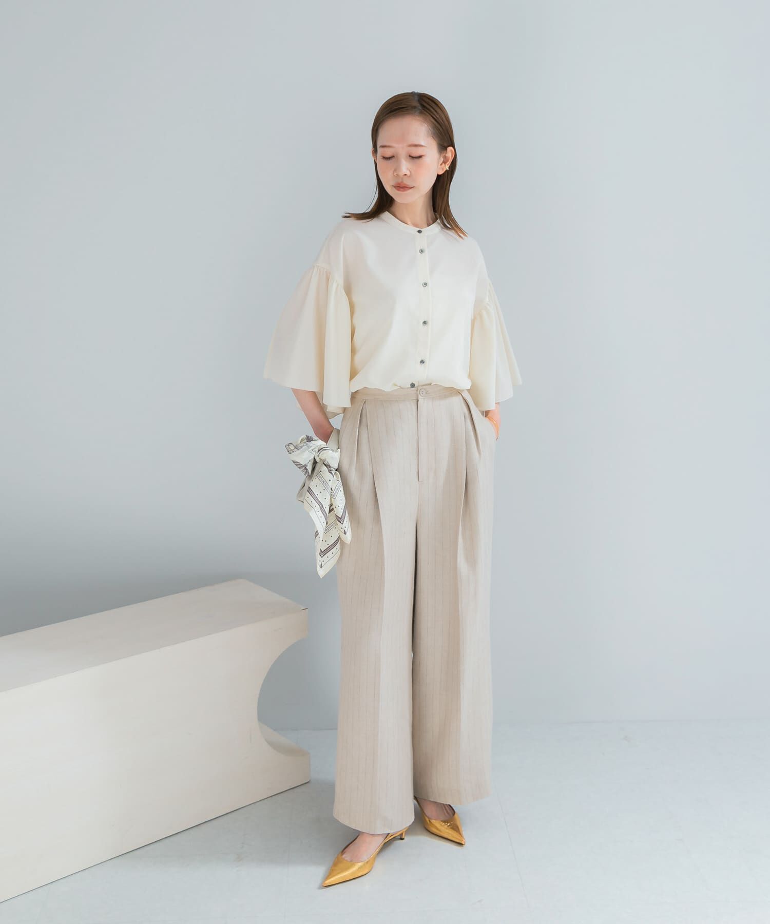 URBAN RESEARCH ROSSO「UVカットウォッシャブルリネン混ブラウス」|シャツ・ブラウス|