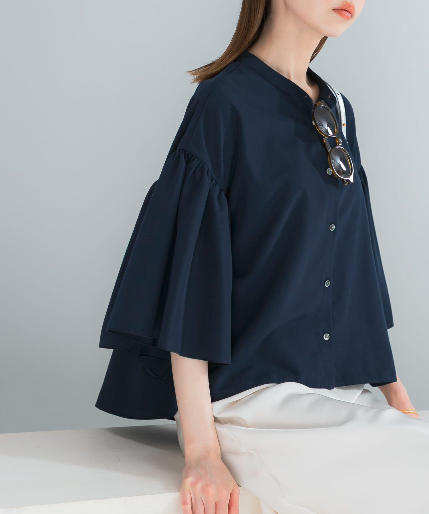 URBAN RESEARCH ROSSO「UVカットウォッシャブルリネン混ブラウス」|シャツ・ブラウス|