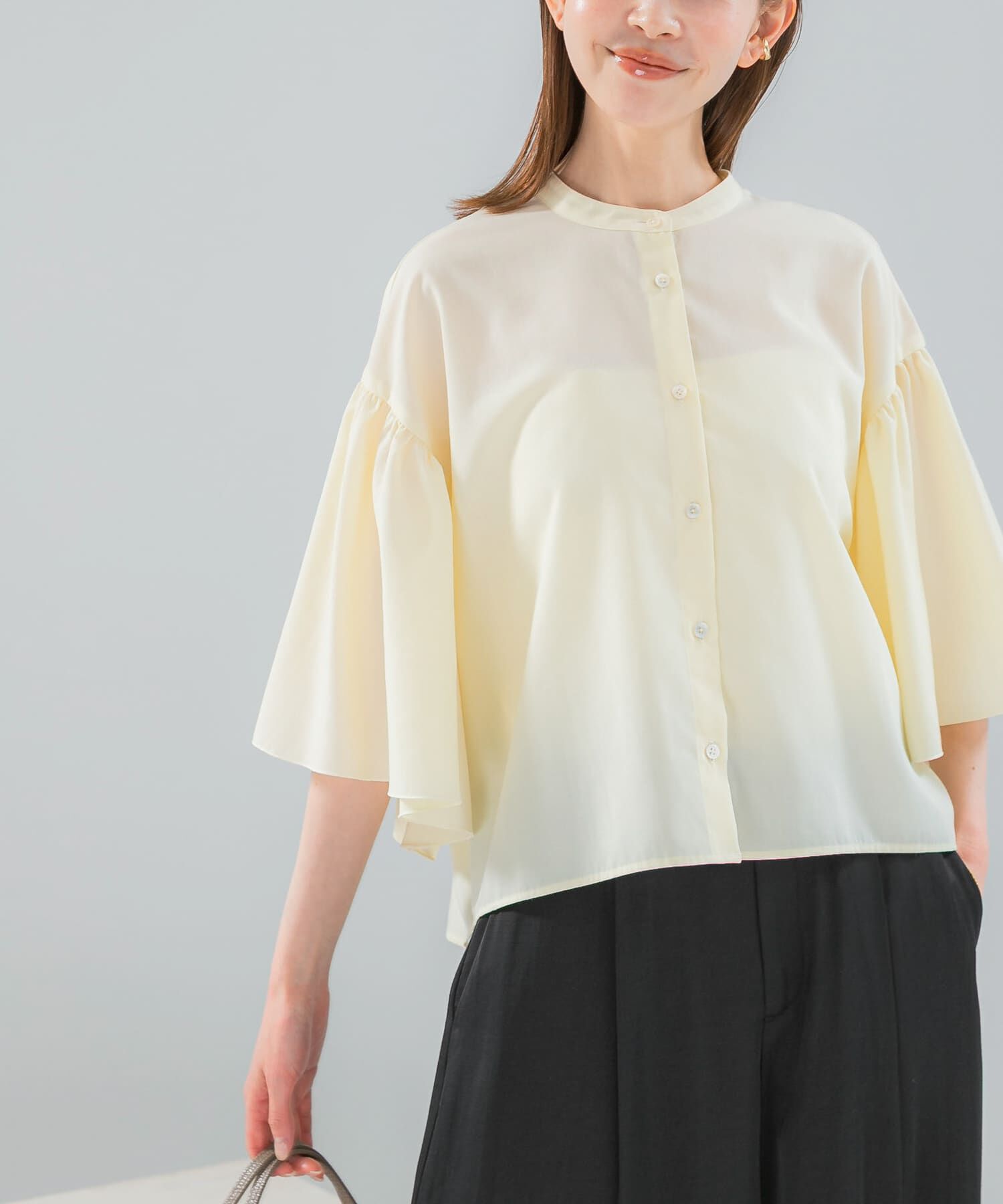 URBAN RESEARCH ROSSO「UVカットウォッシャブルリネン混ブラウス」|シャツ・ブラウス|イエロー