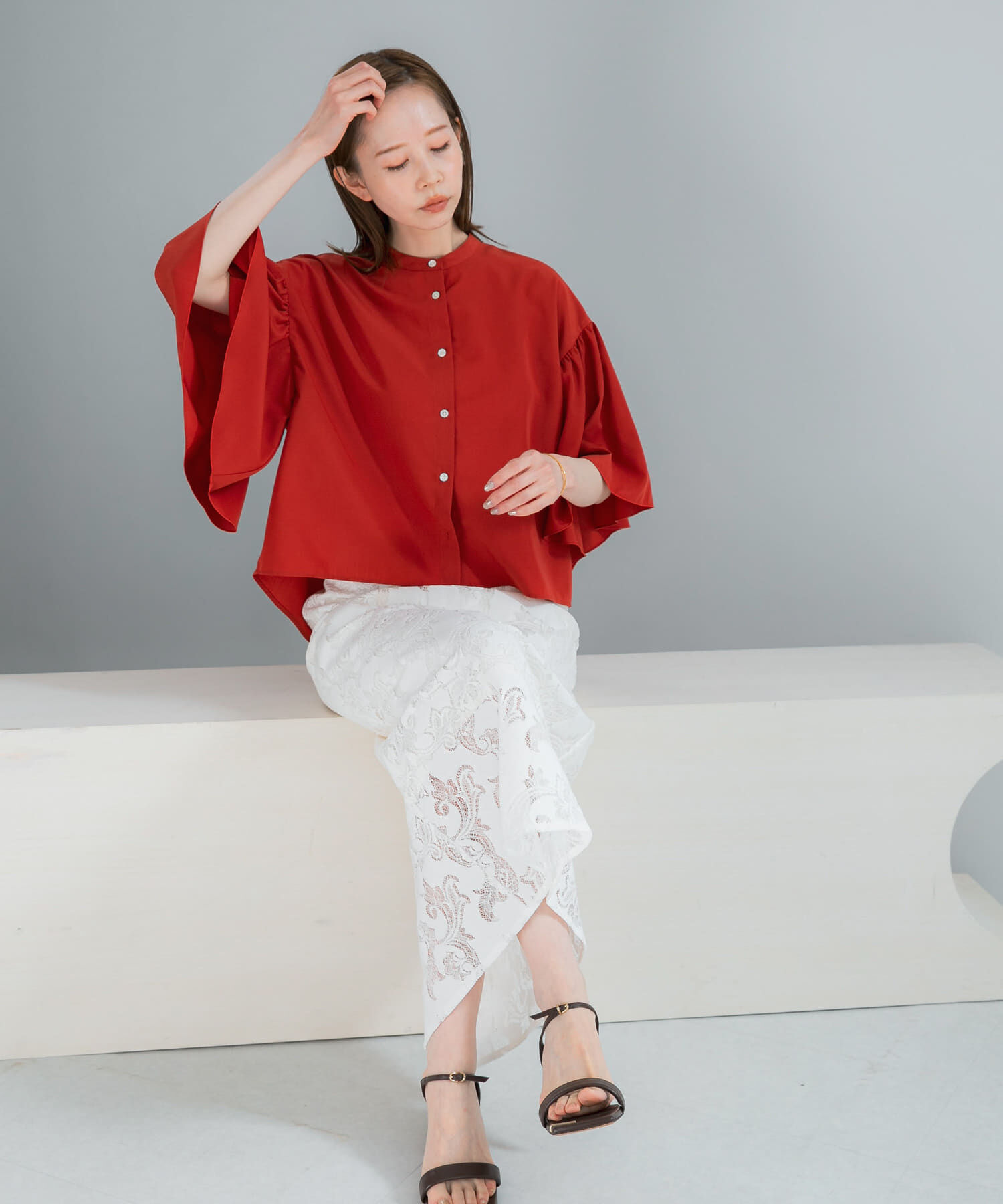 URBAN RESEARCH ROSSO「UVカットウォッシャブルリネン混ブラウス」|シャツ・ブラウス|