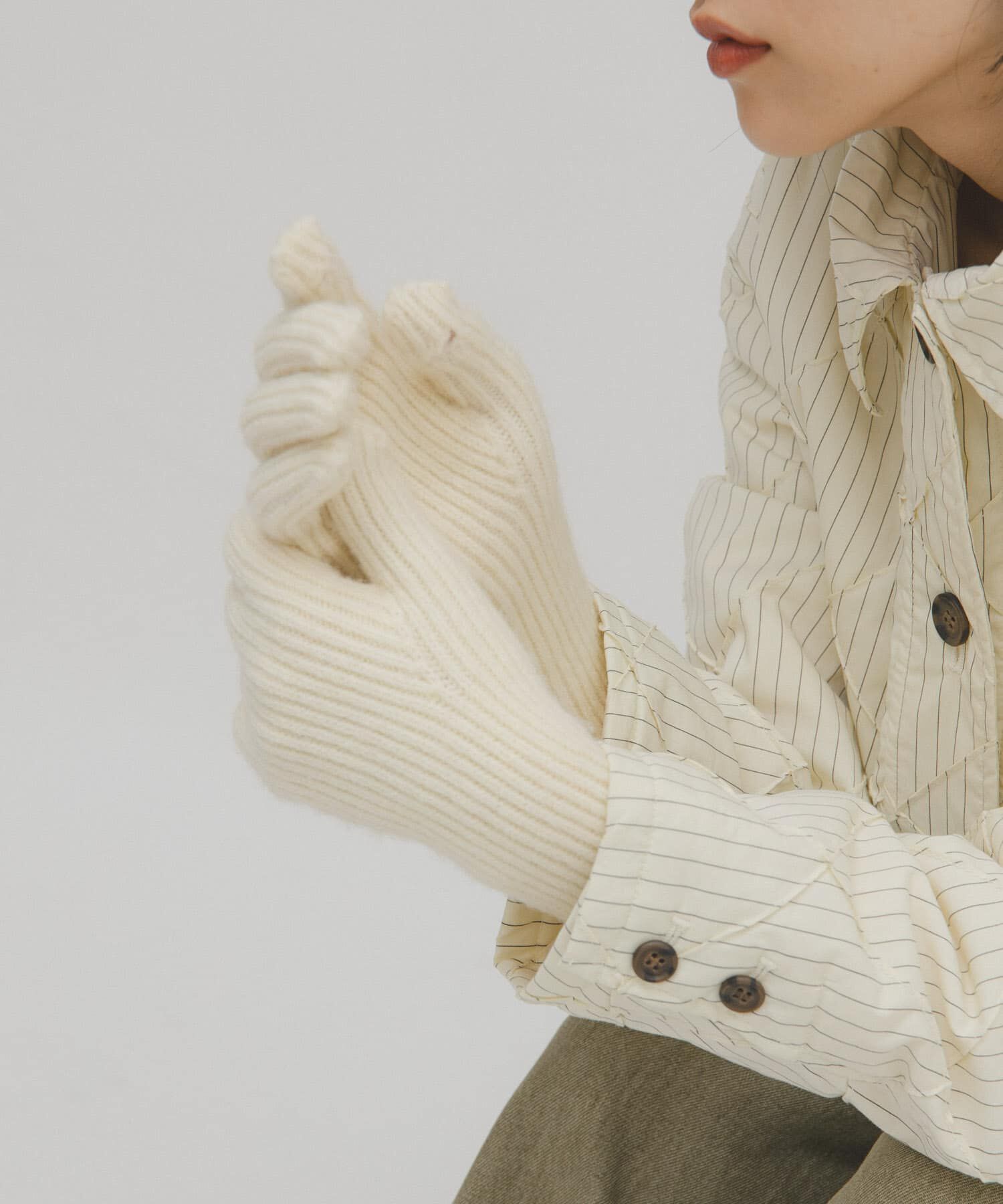  「リブニットグローブ」|手袋|アイボリー