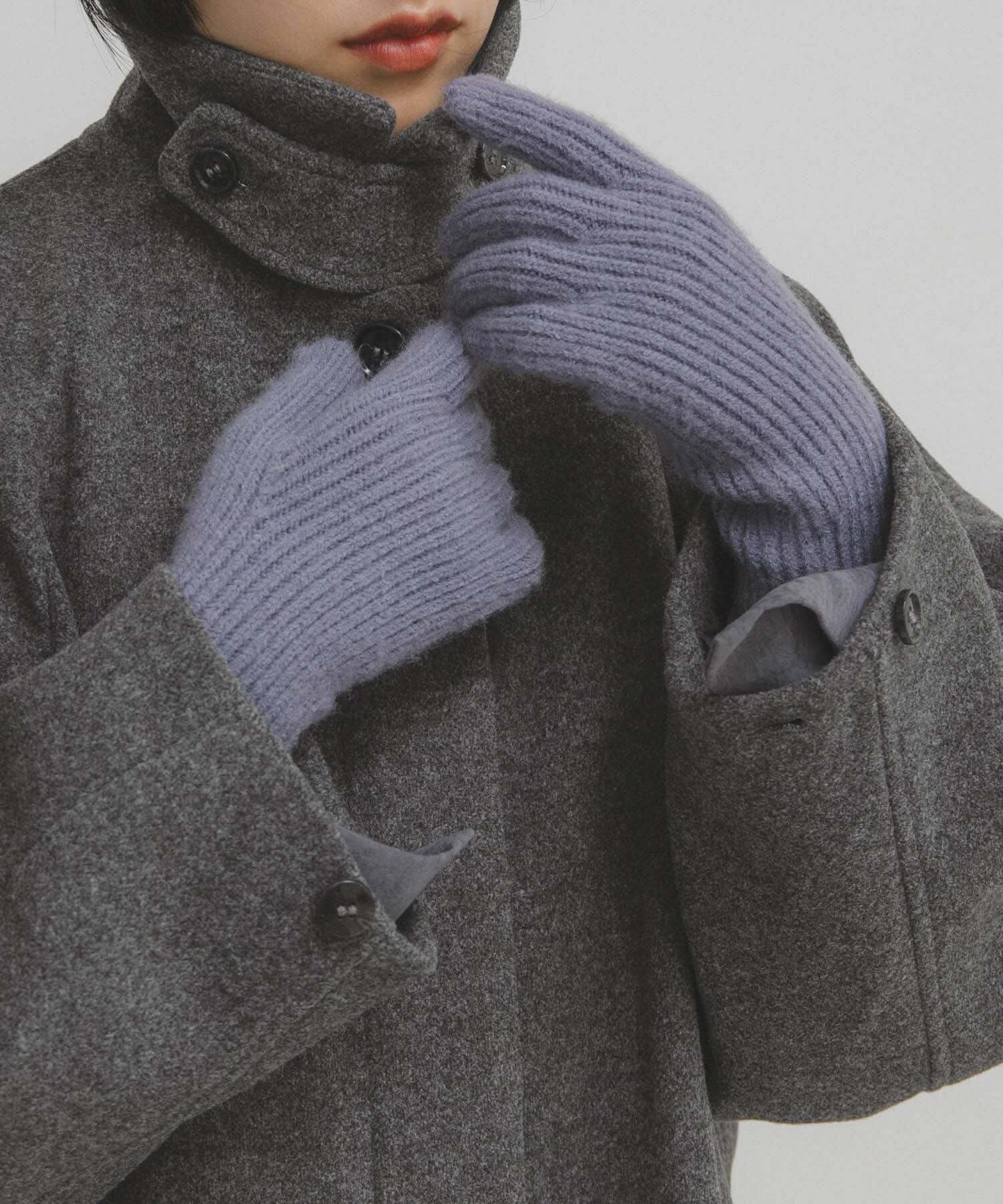  「リブニットグローブ」|手袋|ライトブルー