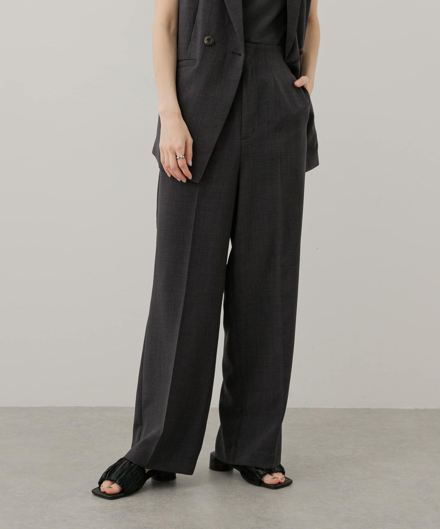 SENSE OF PLACE by URBAN RESEARCH「『UR TECH DRYLUXE』リネンライクワイドパンツ」|その他|チャコールグレー