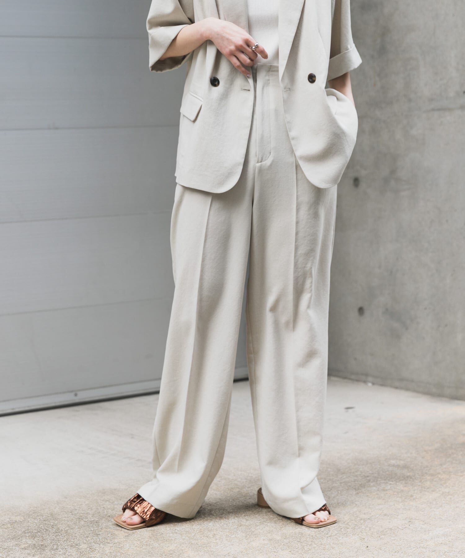 SENSE OF PLACE by URBAN RESEARCH「『UR TECH DRYLUXE』リネンライクワイドパンツ」|その他|