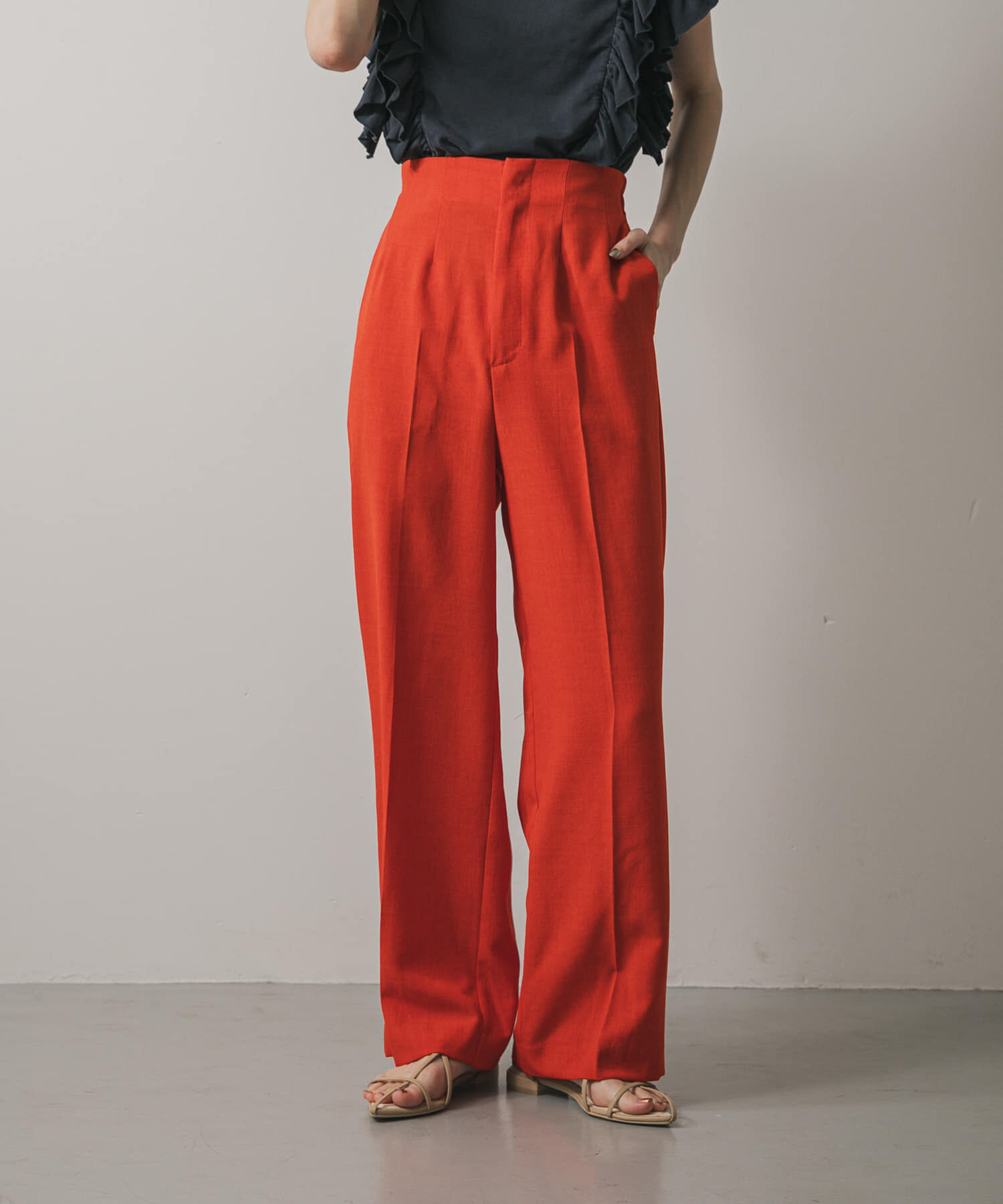 SENSE OF PLACE by URBAN RESEARCH「『UR TECH DRYLUXE』リネンライクワイドパンツ」|その他|レッド