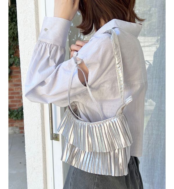 MAJESTICLEGON「シャイニープリーツミニバッグ」|ハンドバッグ|