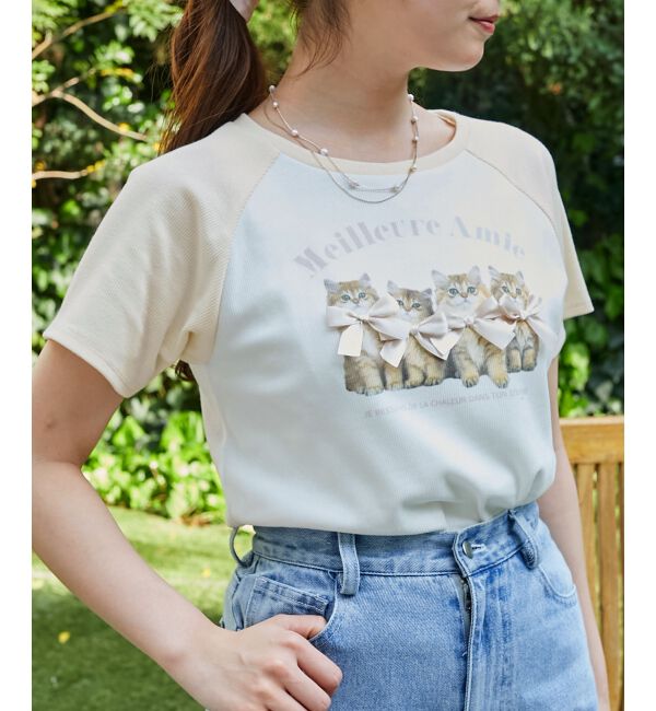  「ラグランネコチャンTシャツ」|Tシャツ・カットソー|