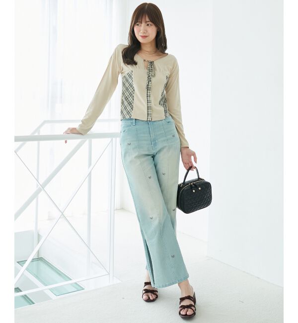  「バイカラーチェックトップス」|Tシャツ・カットソー|