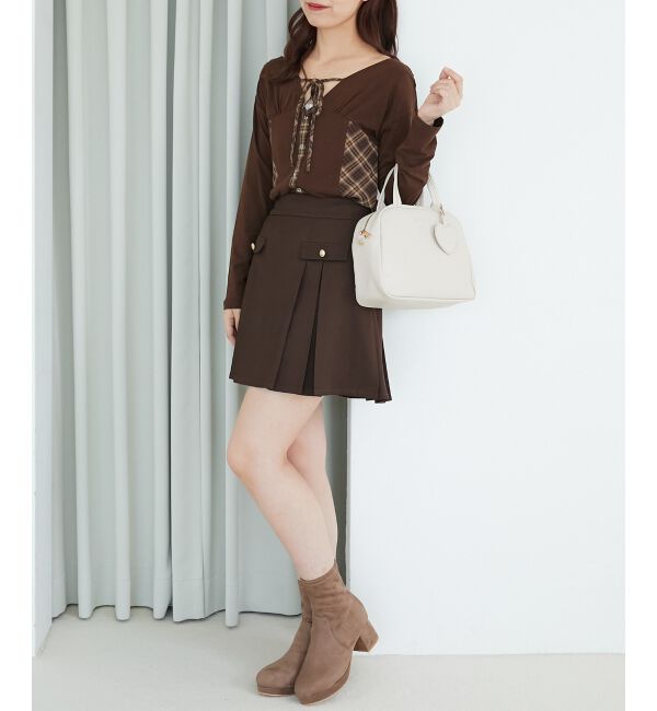  「バイカラーチェックトップス」|Tシャツ・カットソー|