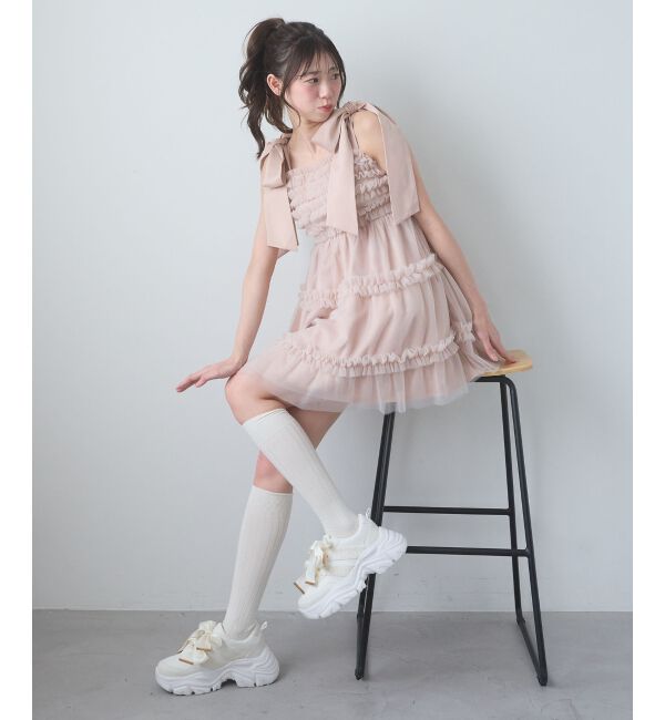  「ダブルリボン厚底スニーカー」|スニーカー|