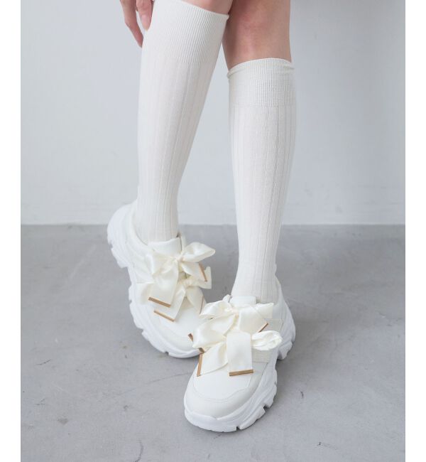  「ダブルリボン厚底スニーカー」|スニーカー|