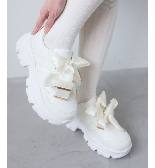  「ダブルリボン厚底スニーカー」|スニーカー|