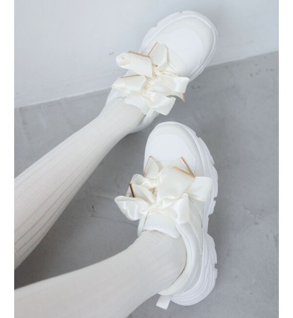  「ダブルリボン厚底スニーカー」|スニーカー|