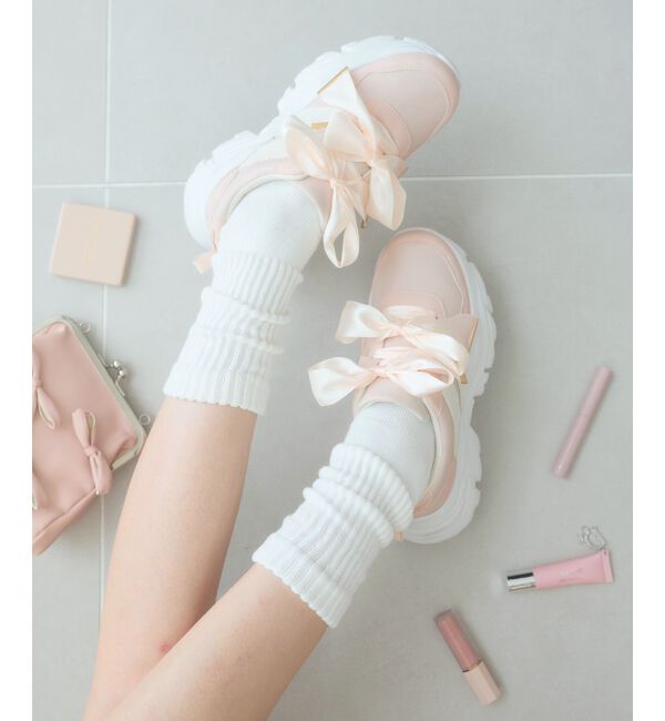  「ダブルリボン厚底スニーカー」|スニーカー|