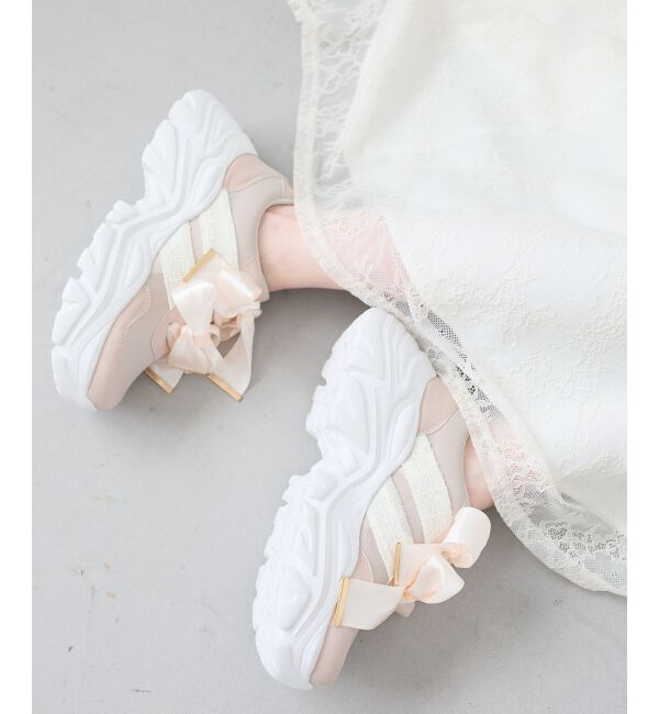  「ダブルリボン厚底スニーカー」|スニーカー|