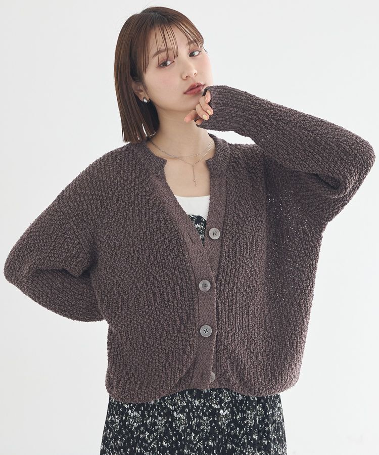 earth music&ecology「ぽんぽんスキッパーカーディガン」|カーディガン|Brown