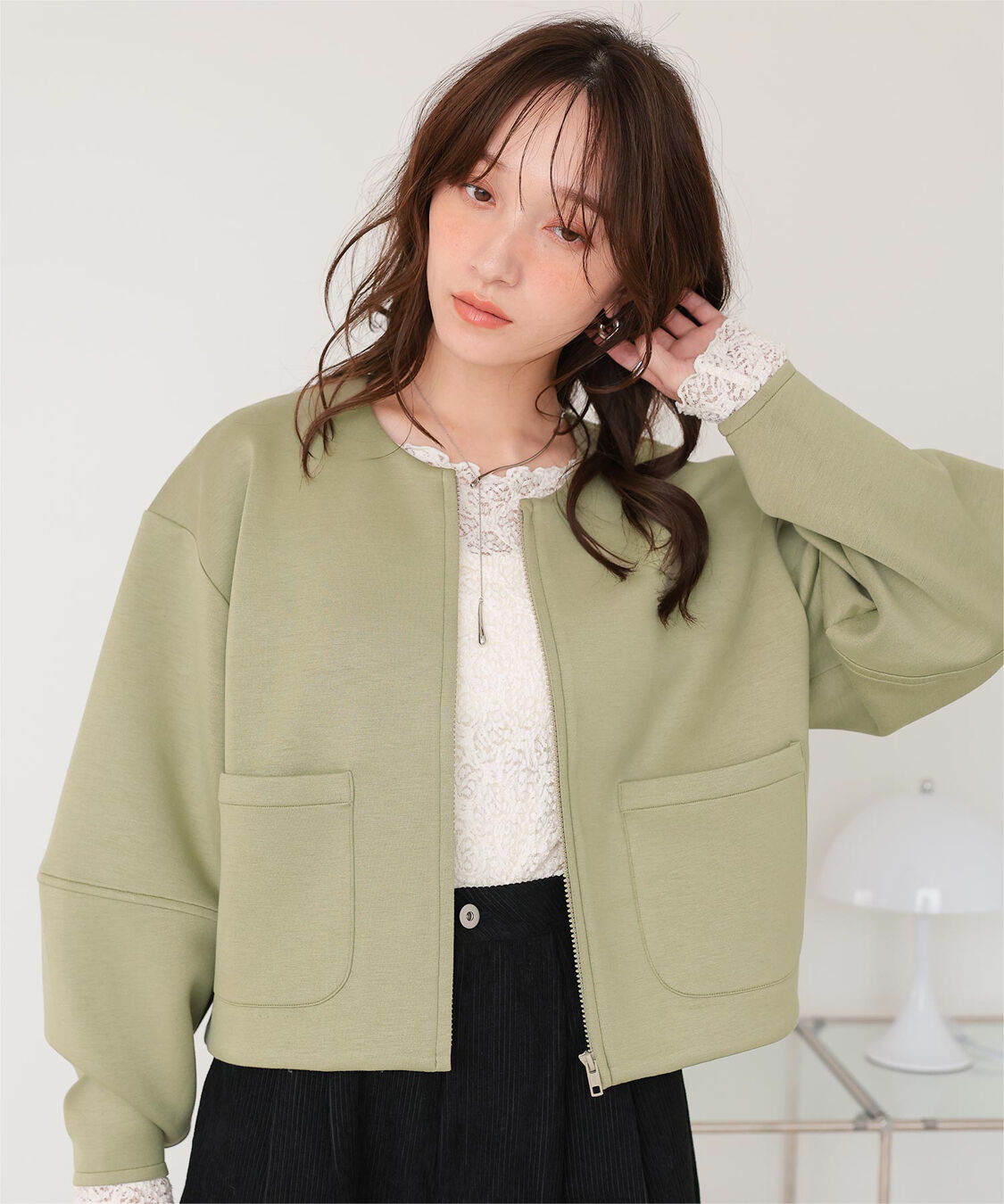 titivate「コクーンスリーブブルゾン」|ブルゾン・スタジャン|ライトカーキ