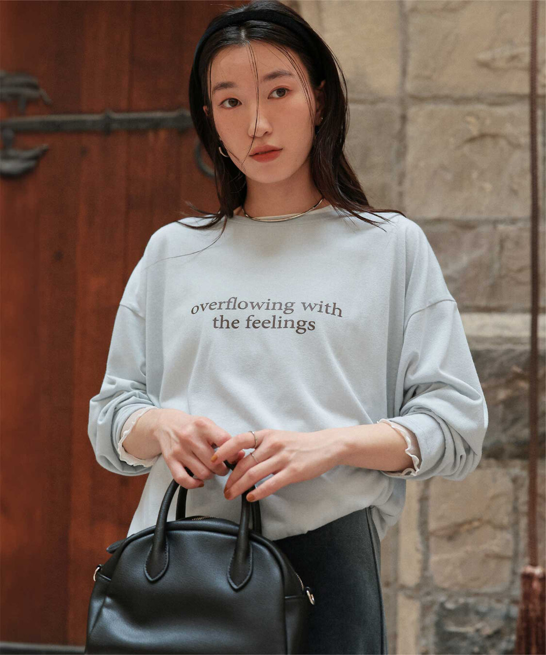 titivate「文字プリントシアーロングTシャツ」|Tシャツ・カットソー|ブルー