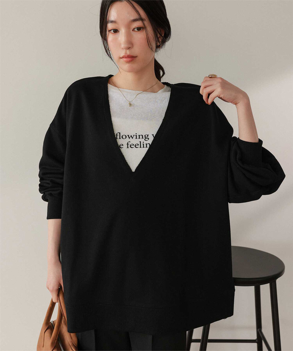 titivate「文字プリントシアーロングTシャツ」|Tシャツ・カットソー|