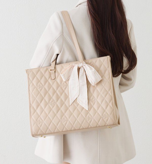  「【LouLoumei】スカーフ付きキルティングキャリーオントート/自立可能」|ショルダー・メッセンジャー|