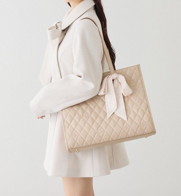  「【LouLoumei】スカーフ付きキルティングキャリーオントート/自立可能」|ショルダー・メッセンジャー|
