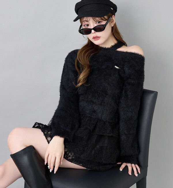  「プレート付きフェザーニット」|ニット・セーター|