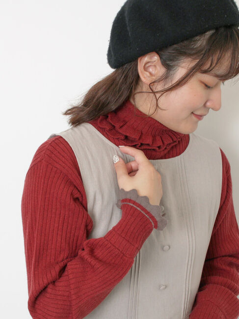 Samansa Mos2「袖口配色スカラップタートルニット」|ニット・セーター|