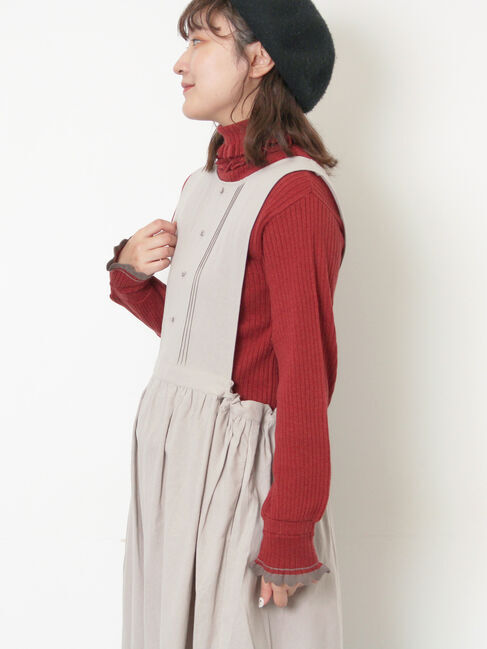 Samansa Mos2「袖口配色スカラップタートルニット」|ニット・セーター|