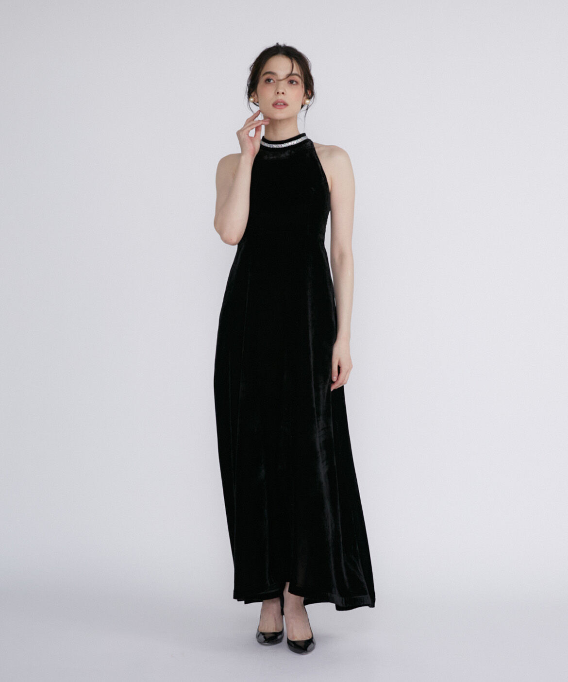 Maglie le cassetto「《M Maglie le cassetto》ラメベルベットホルタードレス」|ワンピース|