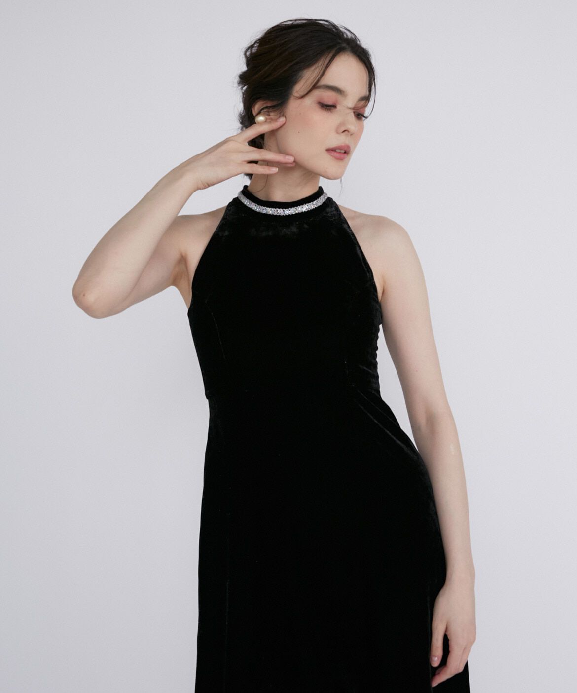 Maglie le cassetto「《M Maglie le cassetto》ラメベルベットホルタードレス」|ワンピース|