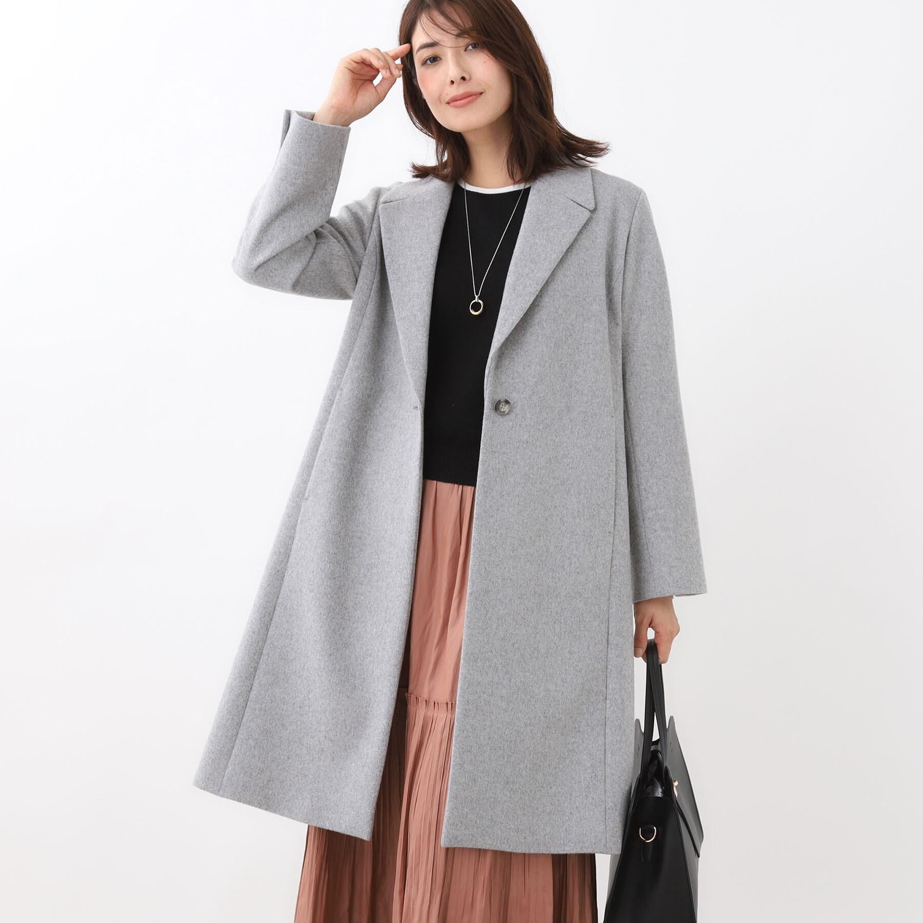 Reflect「【選べる6色】テーラードカラーロングウール混コート」|チェスターコート|