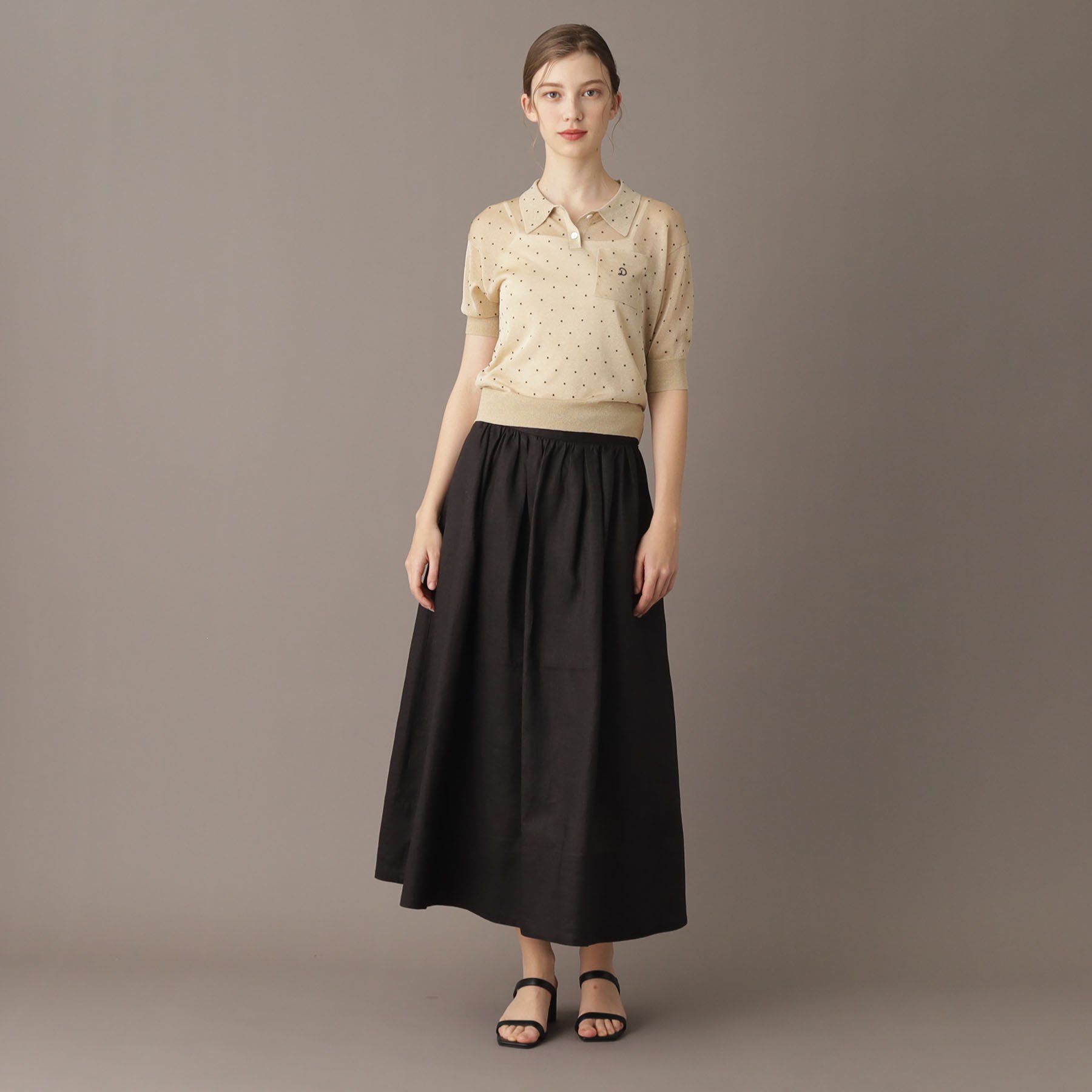 DRESSTERIOR「【大人百花春号掲載 モデル美香さん着用】ドットシアーポロニット」|ポロシャツ|