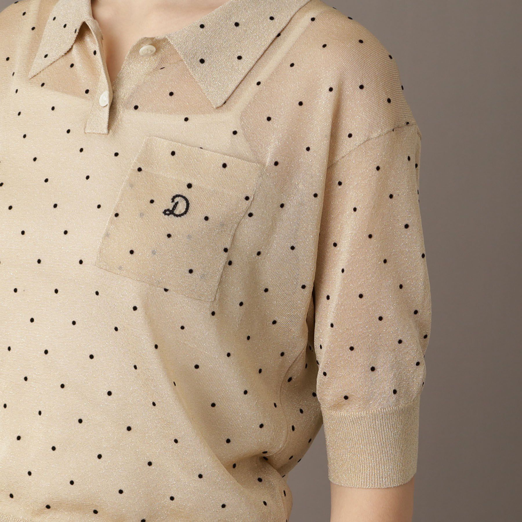 DRESSTERIOR「【大人百花春号掲載 モデル美香さん着用】ドットシアーポロニット」|ポロシャツ|