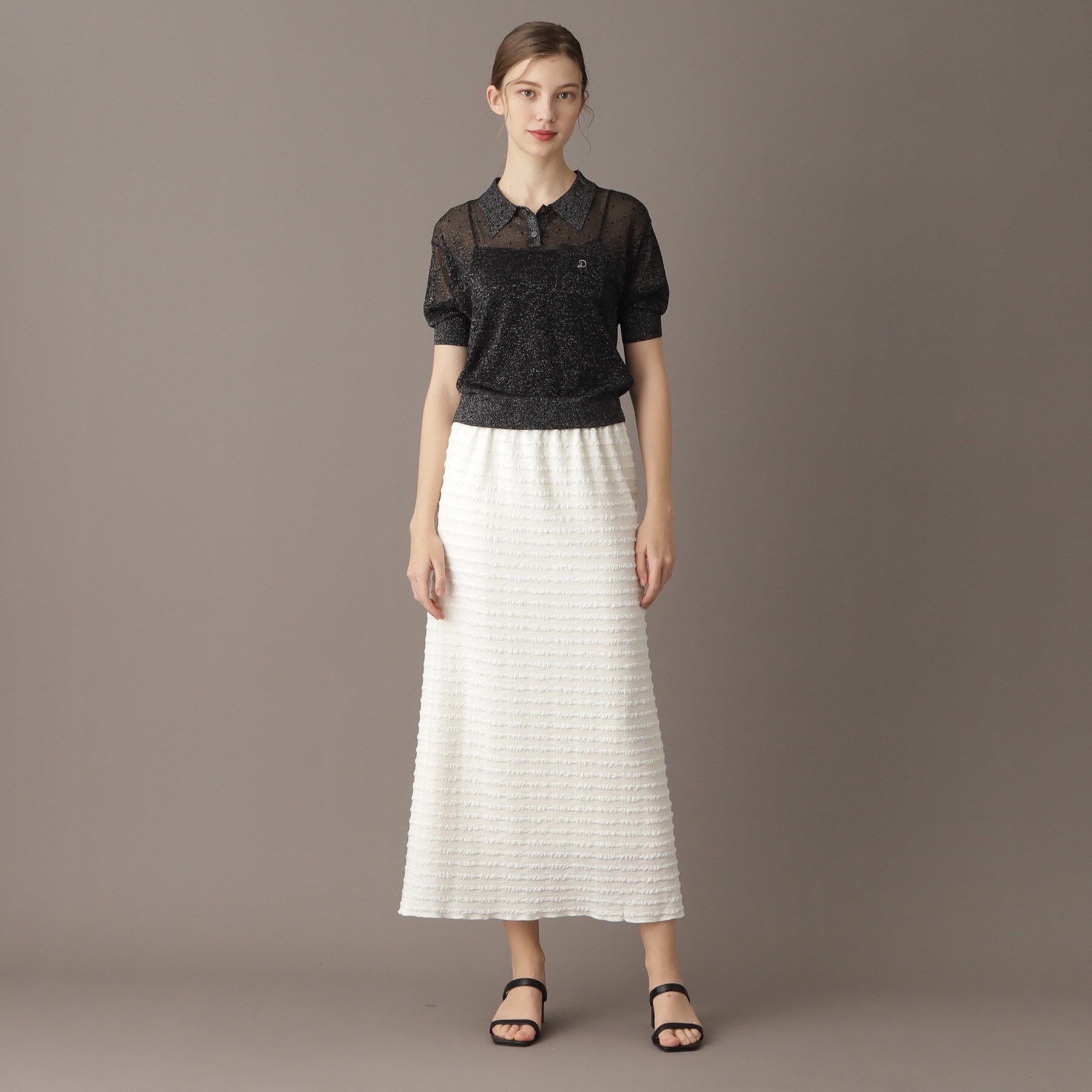 DRESSTERIOR「【大人百花春号掲載 モデル美香さん着用】ドットシアーポロニット」|ポロシャツ|