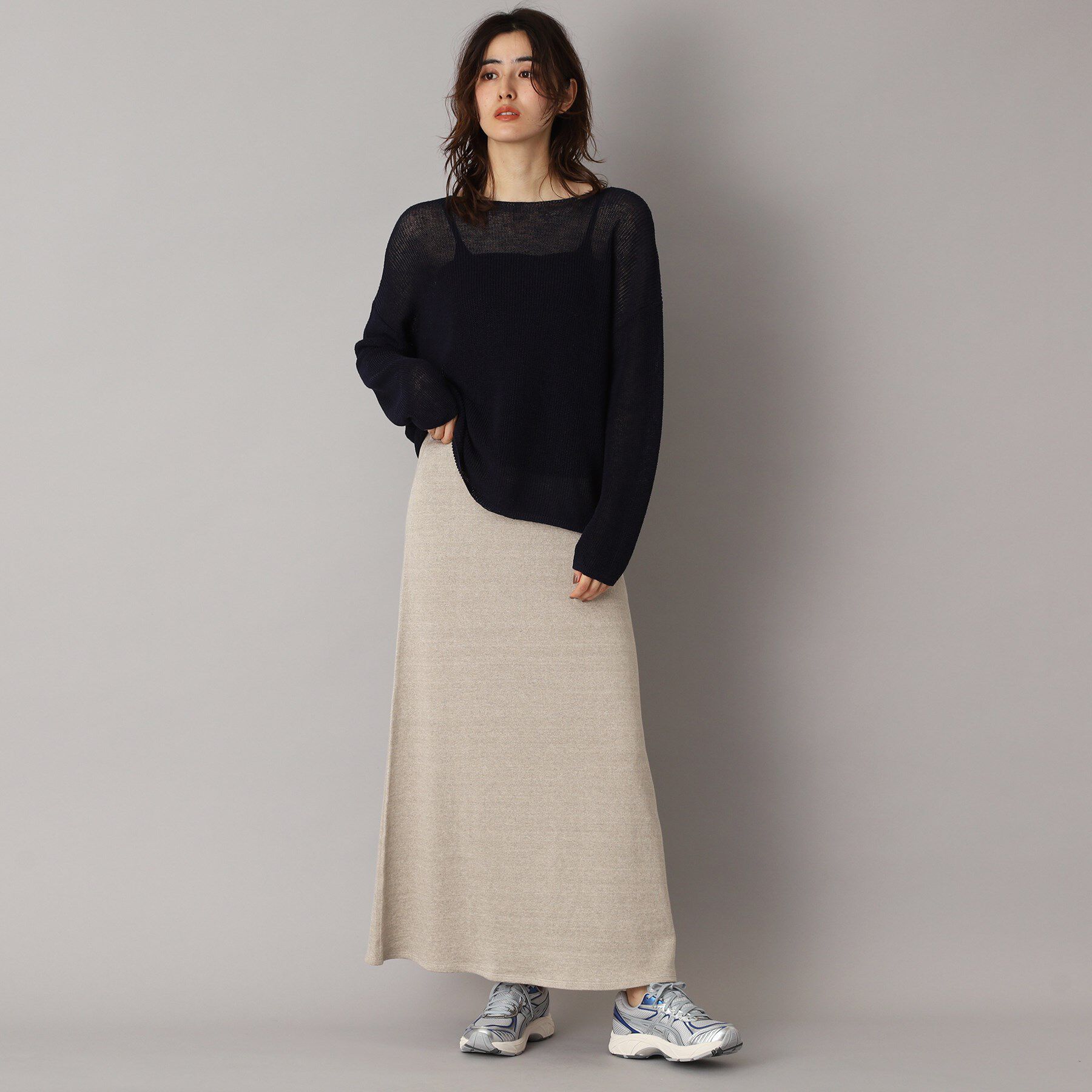 DRESSTERIOR「【洗える/ウエストゴム/セットアップ可】リネン裏毛スカート」|スカート|