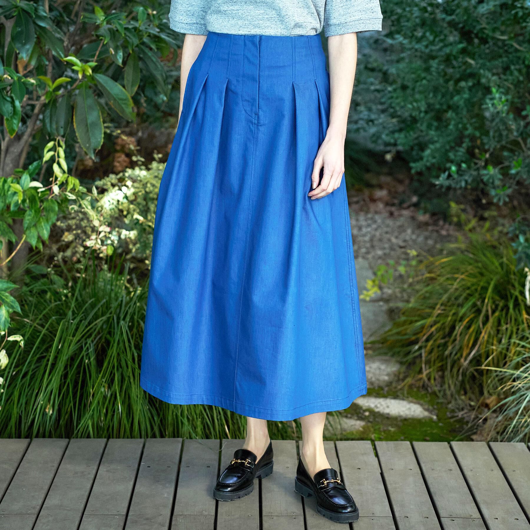 DRESSTERIOR「クールタッチタックデニムスカート」|スカート|ブルー(093)