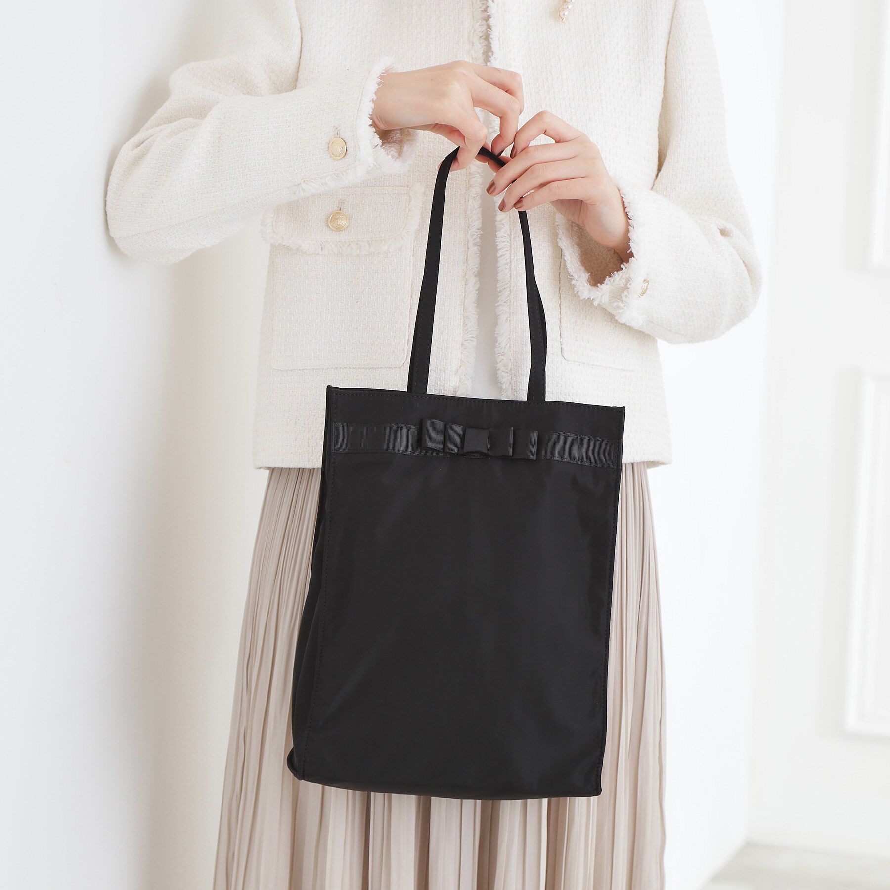 grove「【セレモニー】リボン縦トート」|トートバッグ|ブラック(019)
