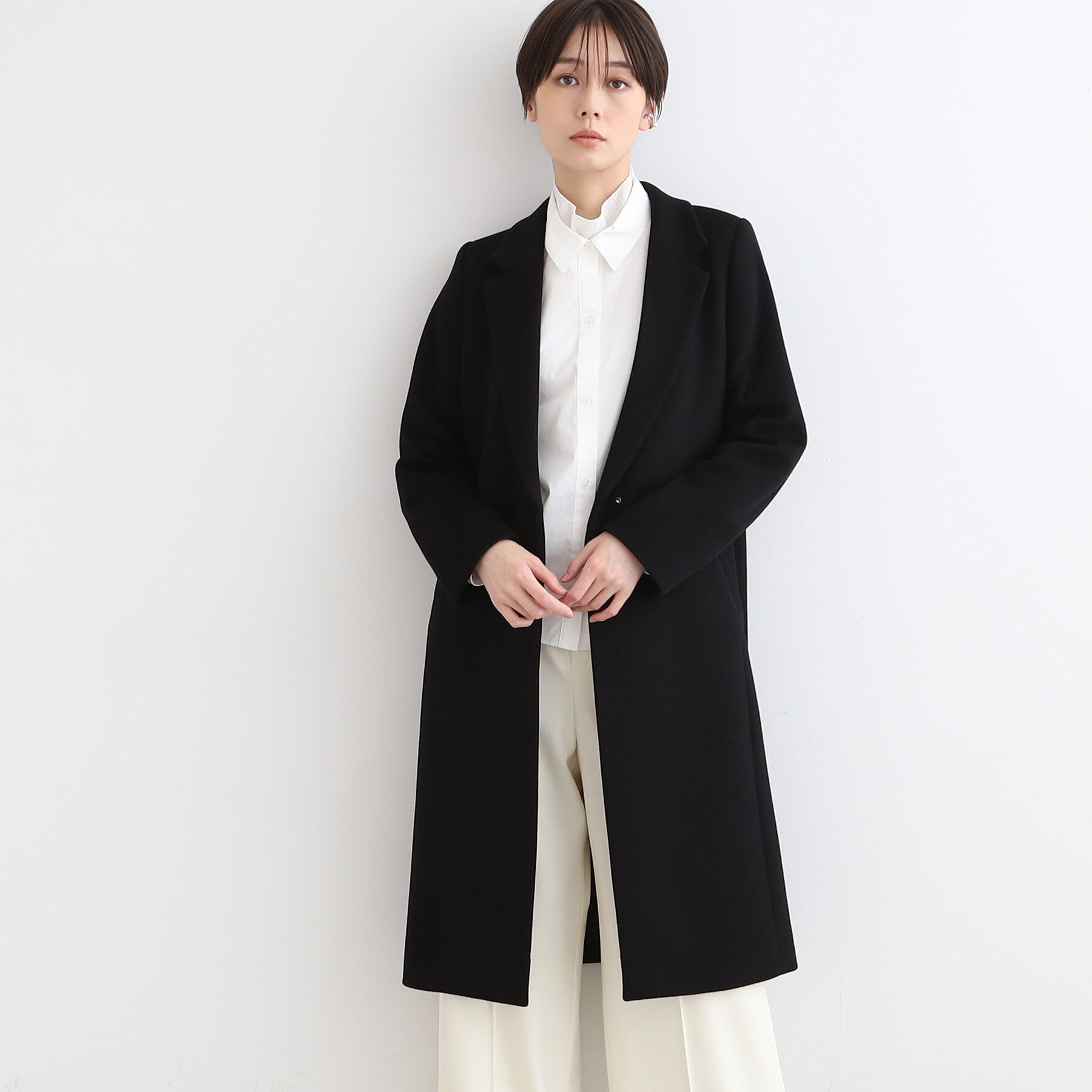 INDIVI「【定番人気！/名品コート/日本製】ウール100%チェスターコート」|チェスターコート|ブラック(619)