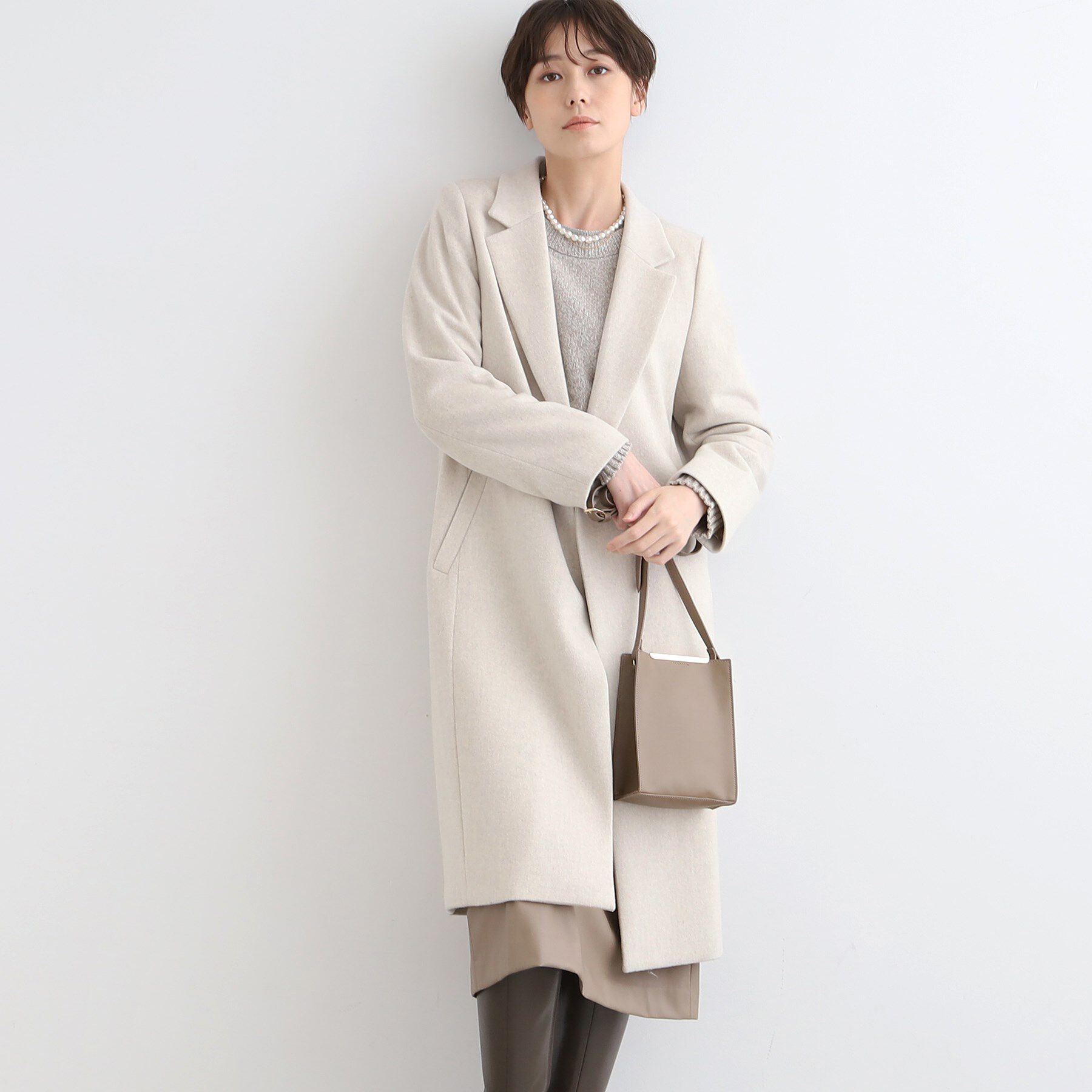 INDIVI「【定番人気！/名品コート/日本製】ウール100%チェスターコート」|チェスターコート|アイボリー(904)