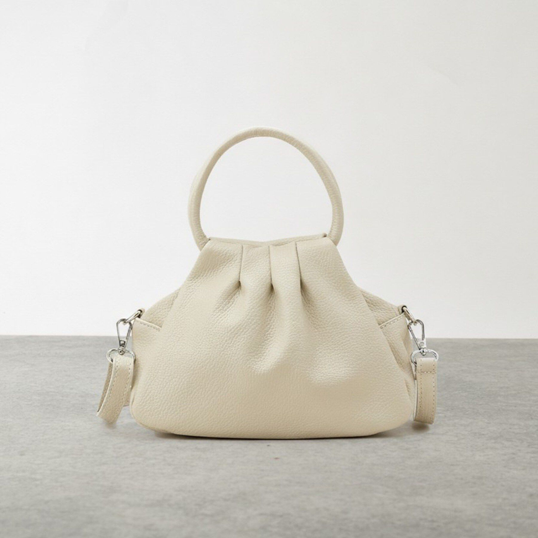 GALLEST「【MILLELA FIRENZE】ギャザーレザーハンドバッグ」|ハンドバッグ|オフホワイト(003