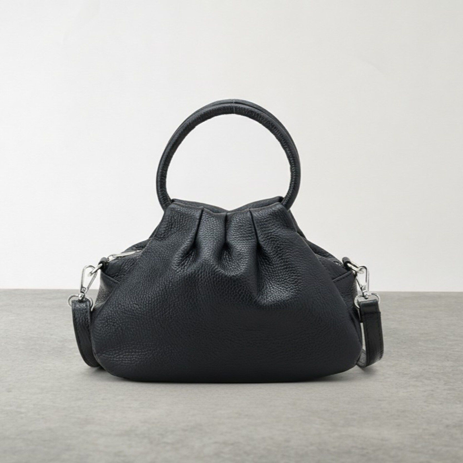 GALLEST「【MILLELA FIRENZE】ギャザーレザーハンドバッグ」|ハンドバッグ|ブラック(019)