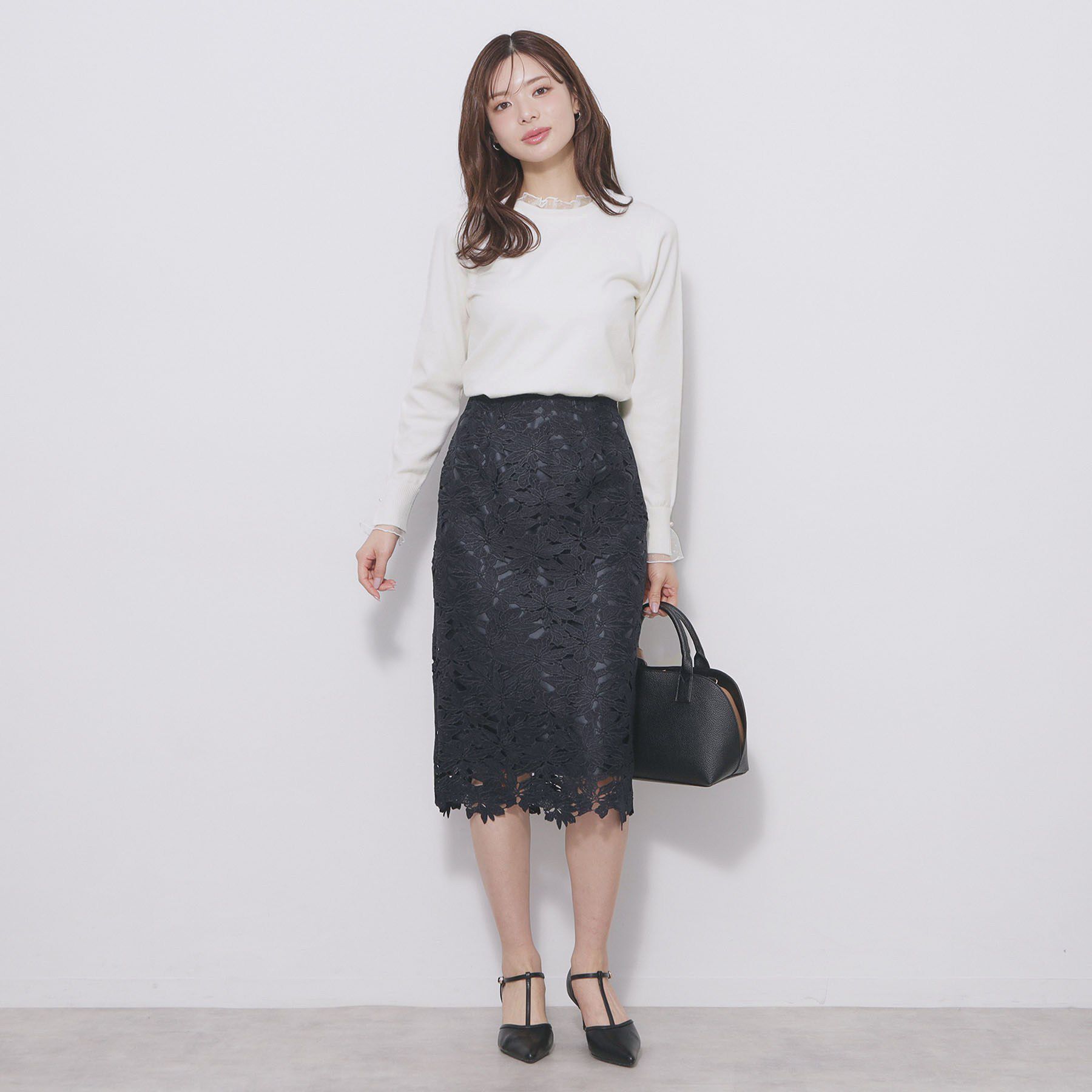 index「ドットチュールフリルデザインニット【洗濯機OK】」|ニット・セーター|