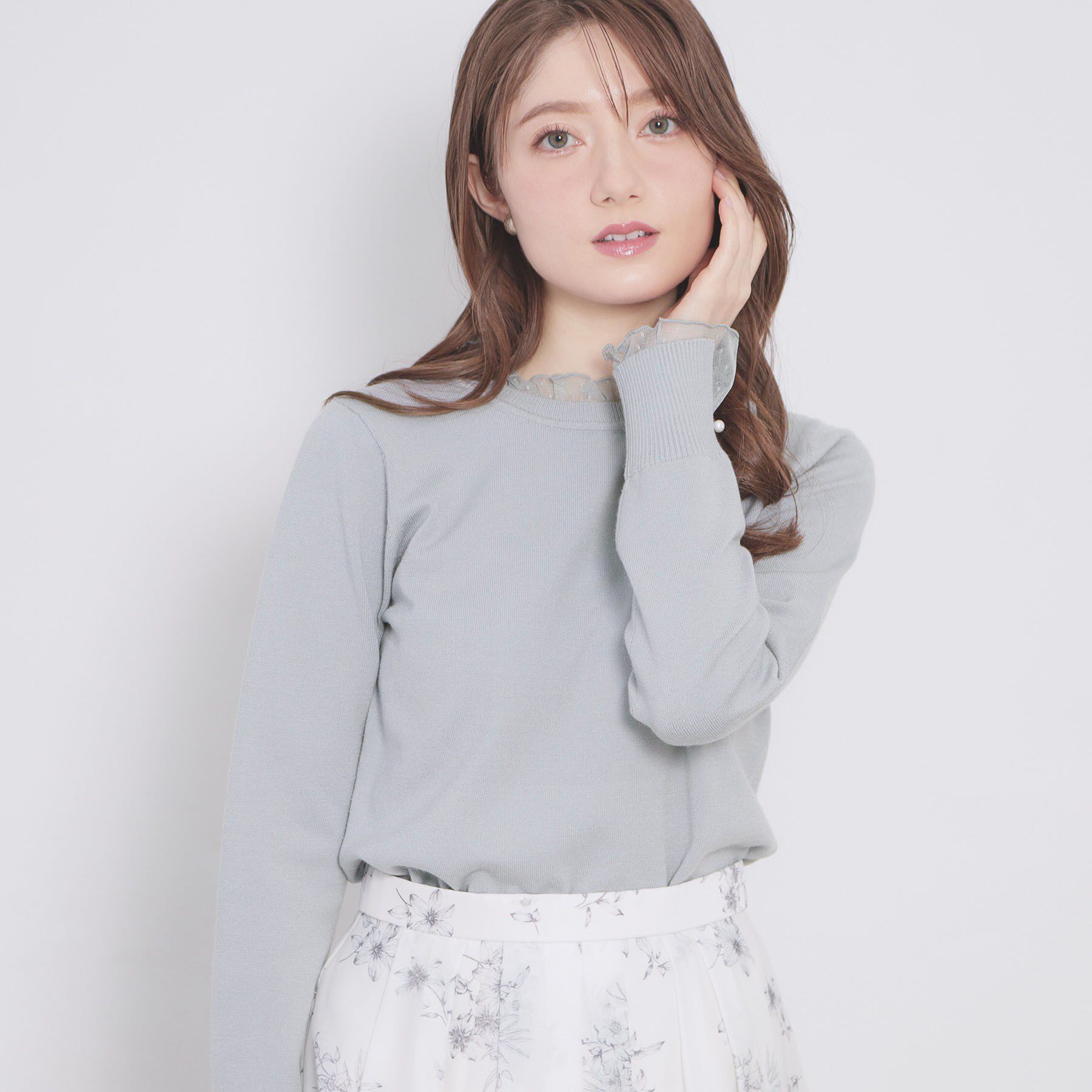 index「ドットチュールフリルデザインニット【洗濯機OK】」|ニット・セーター|